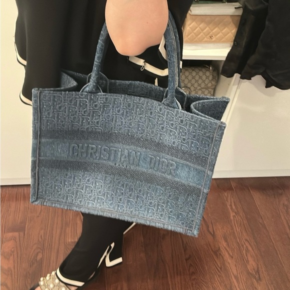 Dior Medium Denim Book Tote NWOT - Picture 6 of 10